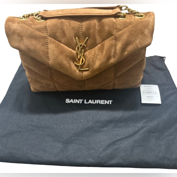 NWT YSL SAINT LAURENT LOULOU PUFFER SUEDE CROSSBODY SHOULDER BAG - Picture 13 of 16